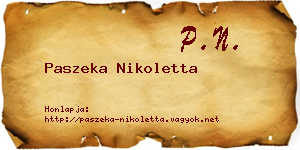 Paszeka Nikoletta névjegykártya